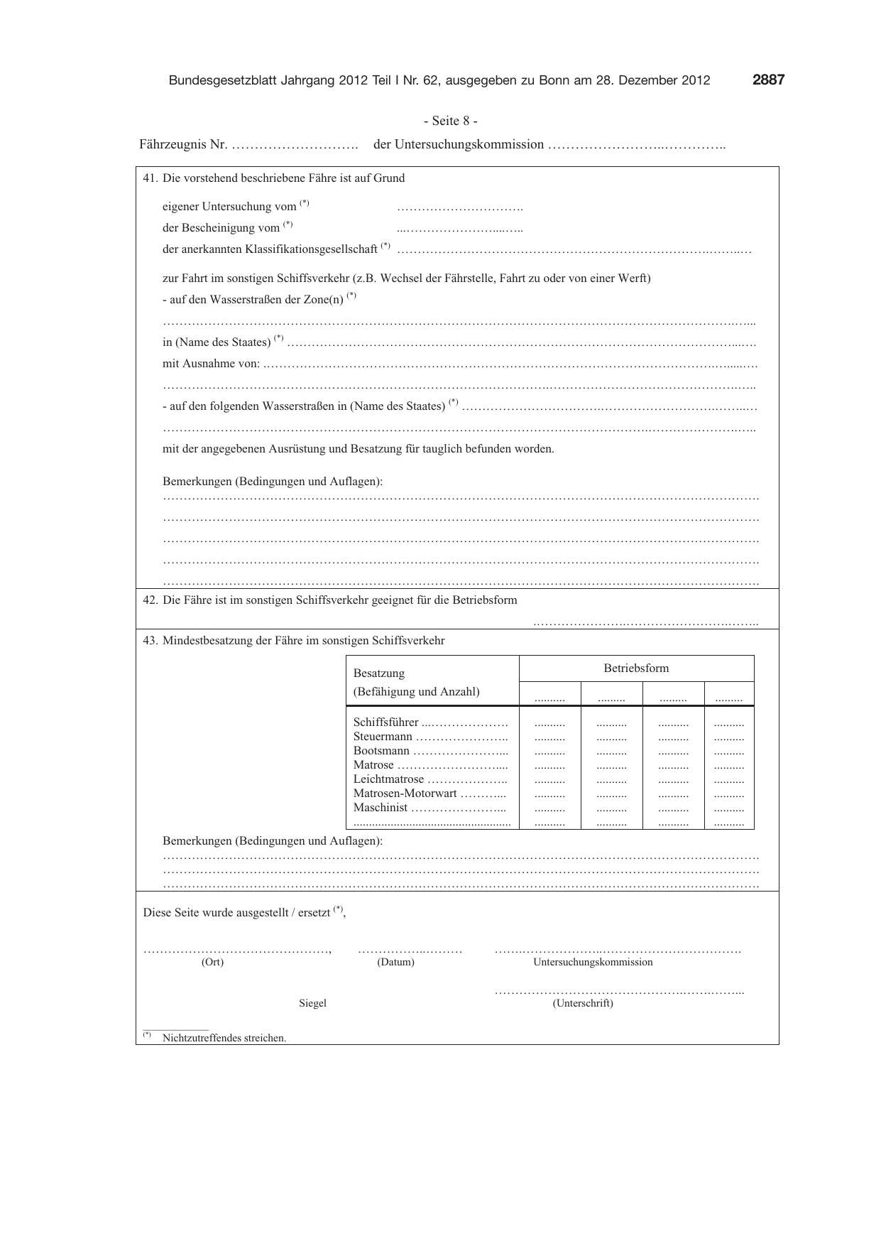 BGBl. 2012, Seite 2887 — Originalseite als Abbildung