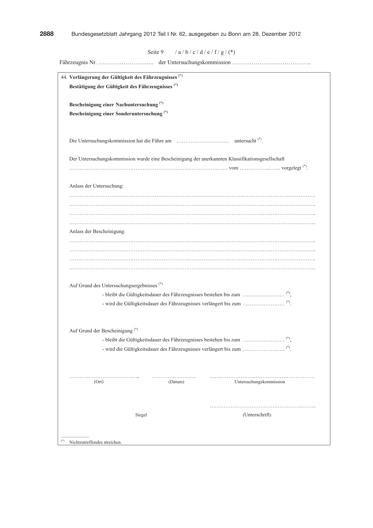 BGBl. 2012, Seite 2888 — Originalseite als Abbildung