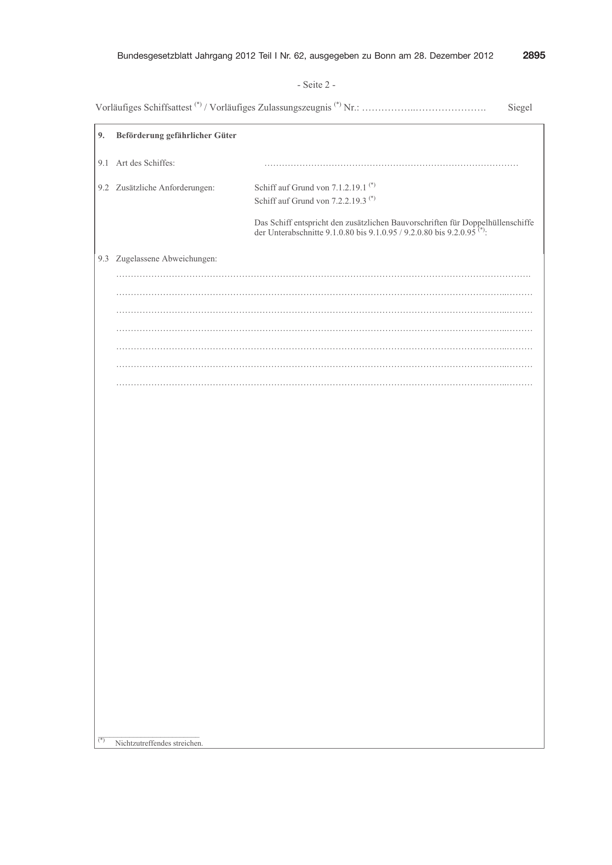 BGBl. 2012, Seite 2895 — Originalseite als Abbildung
