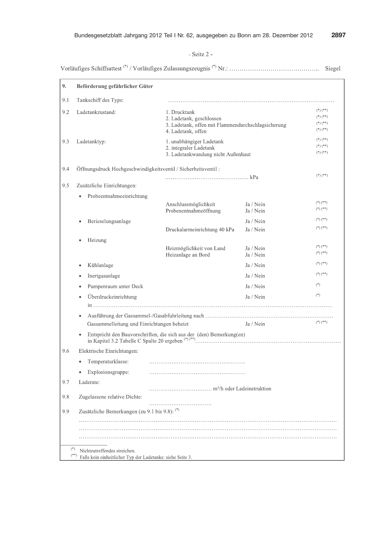 BGBl. 2012, Seite 2897 — Originalseite als Abbildung