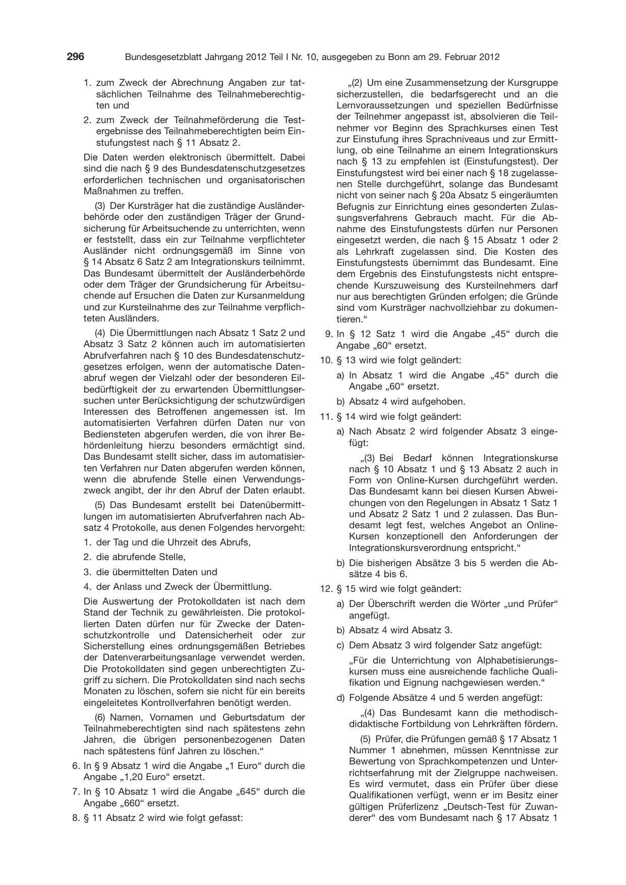 BGBl. 2012, Seite 296 — Originalseite als Abbildung