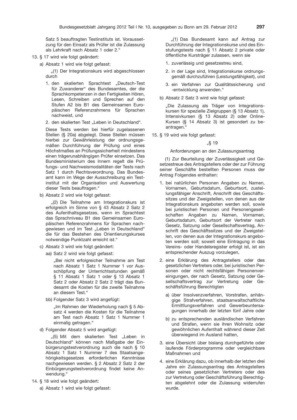 BGBl. 2012, Seite 297 — Originalseite als Abbildung