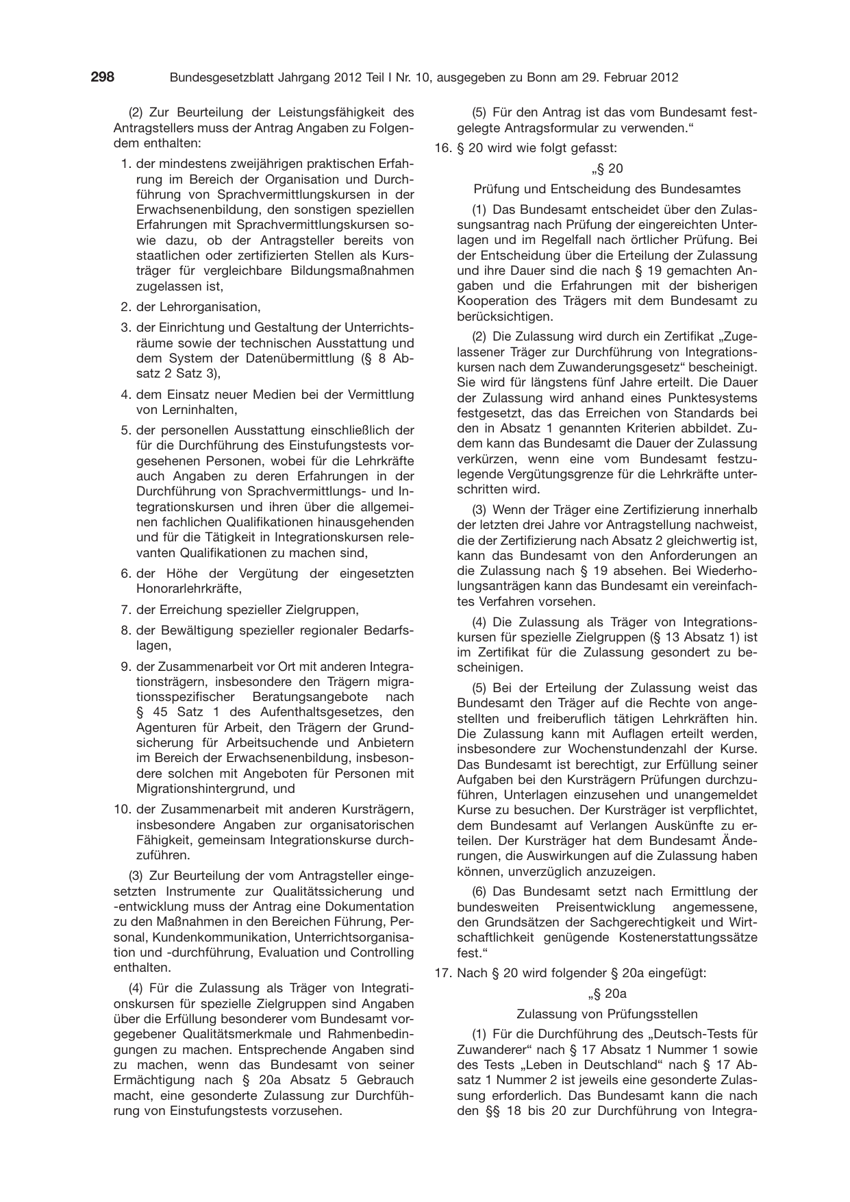 BGBl. 2012, Seite 298 — Originalseite als Abbildung