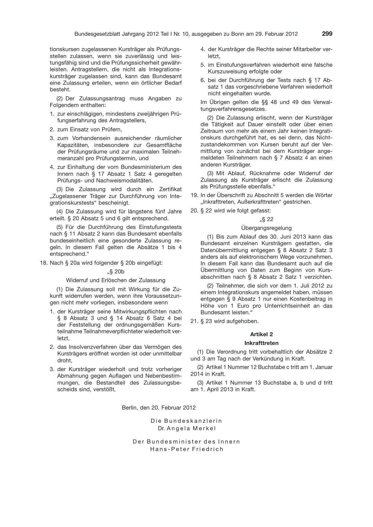 BGBl. 2012, Seite 299 — Originalseite als Abbildung