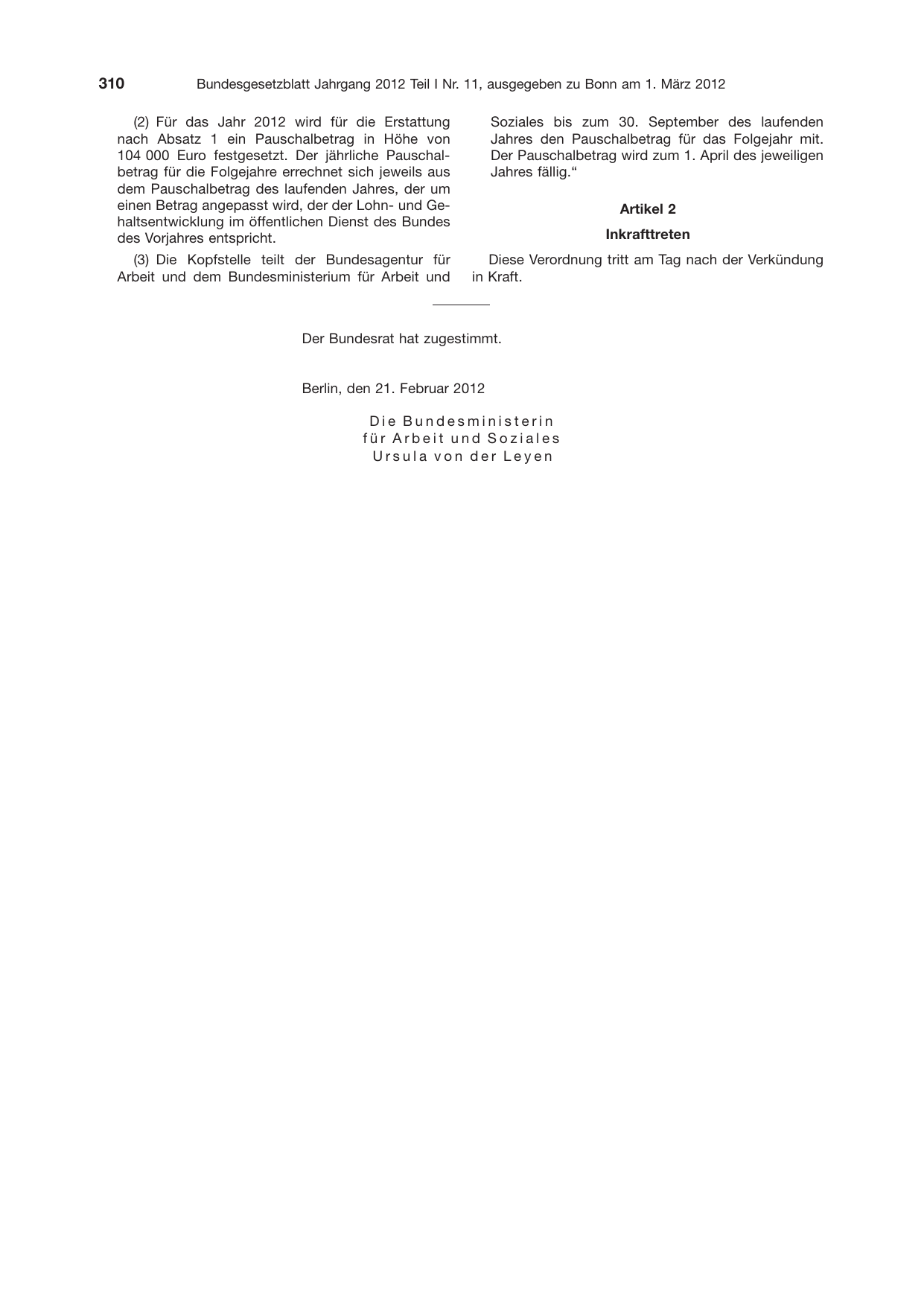 BGBl. 2012, Seite 310 — Originalseite als Abbildung