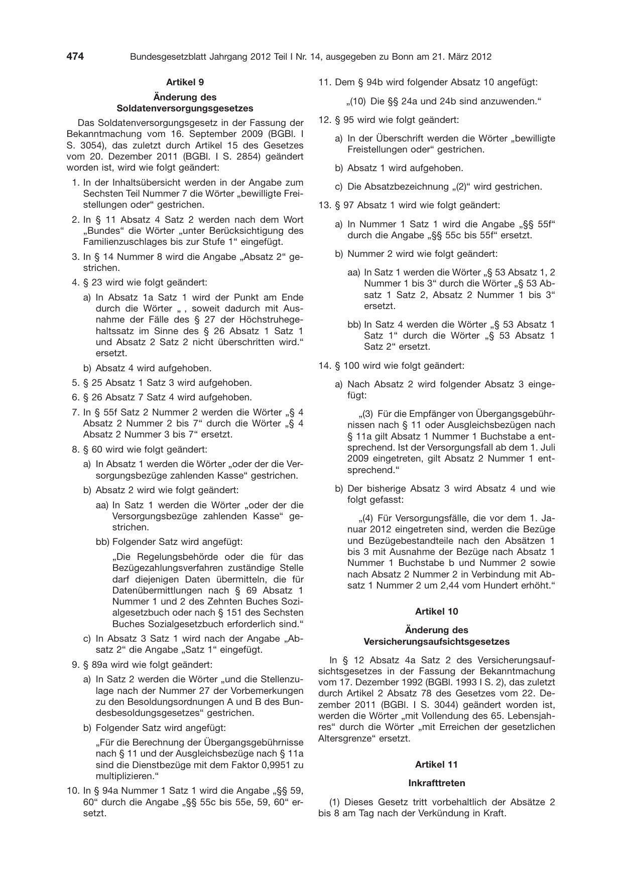 BGBl. 2012, Seite 474 — Originalseite als Abbildung