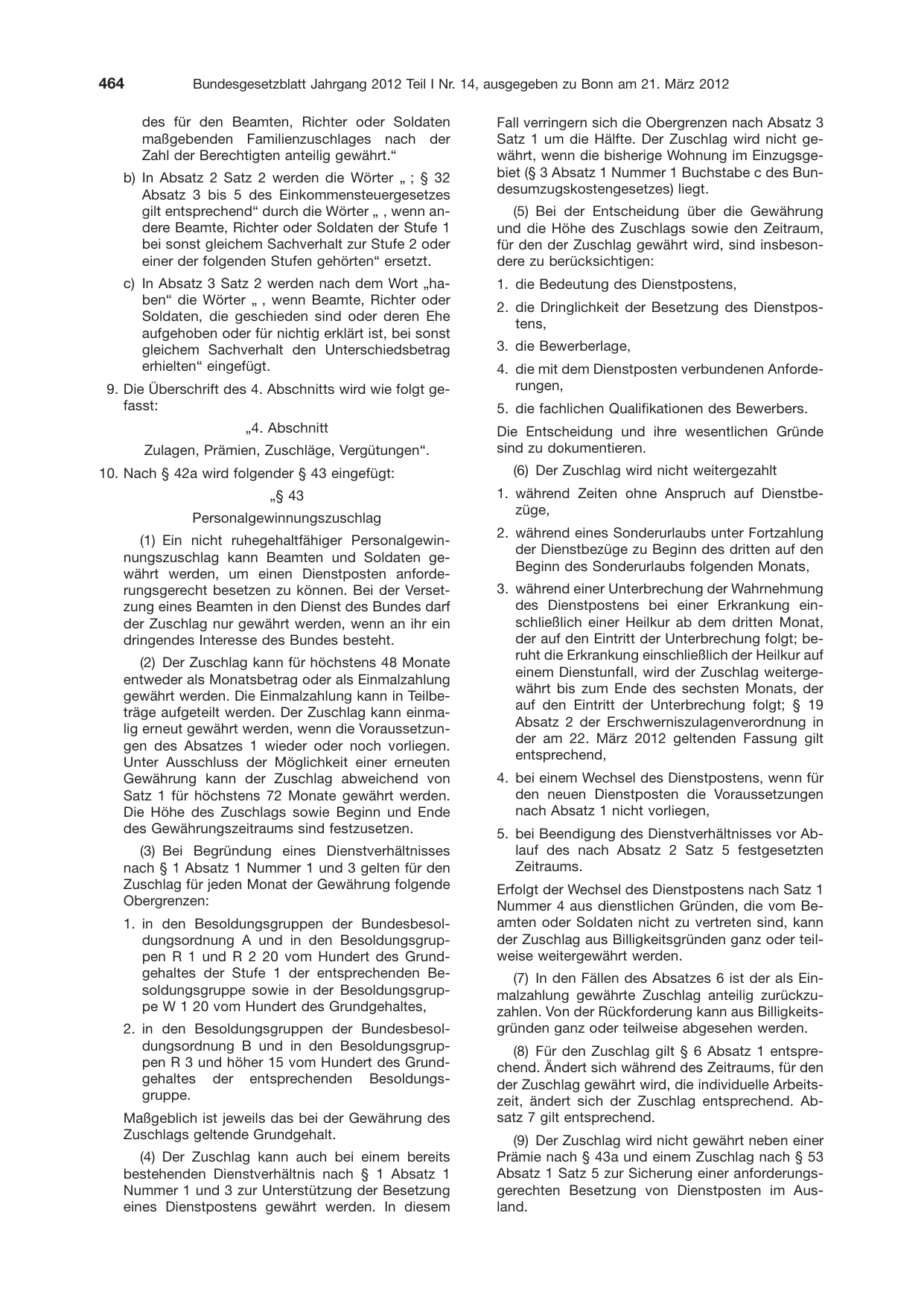 BGBl. 2012, Seite 464 — Originalseite als Abbildung