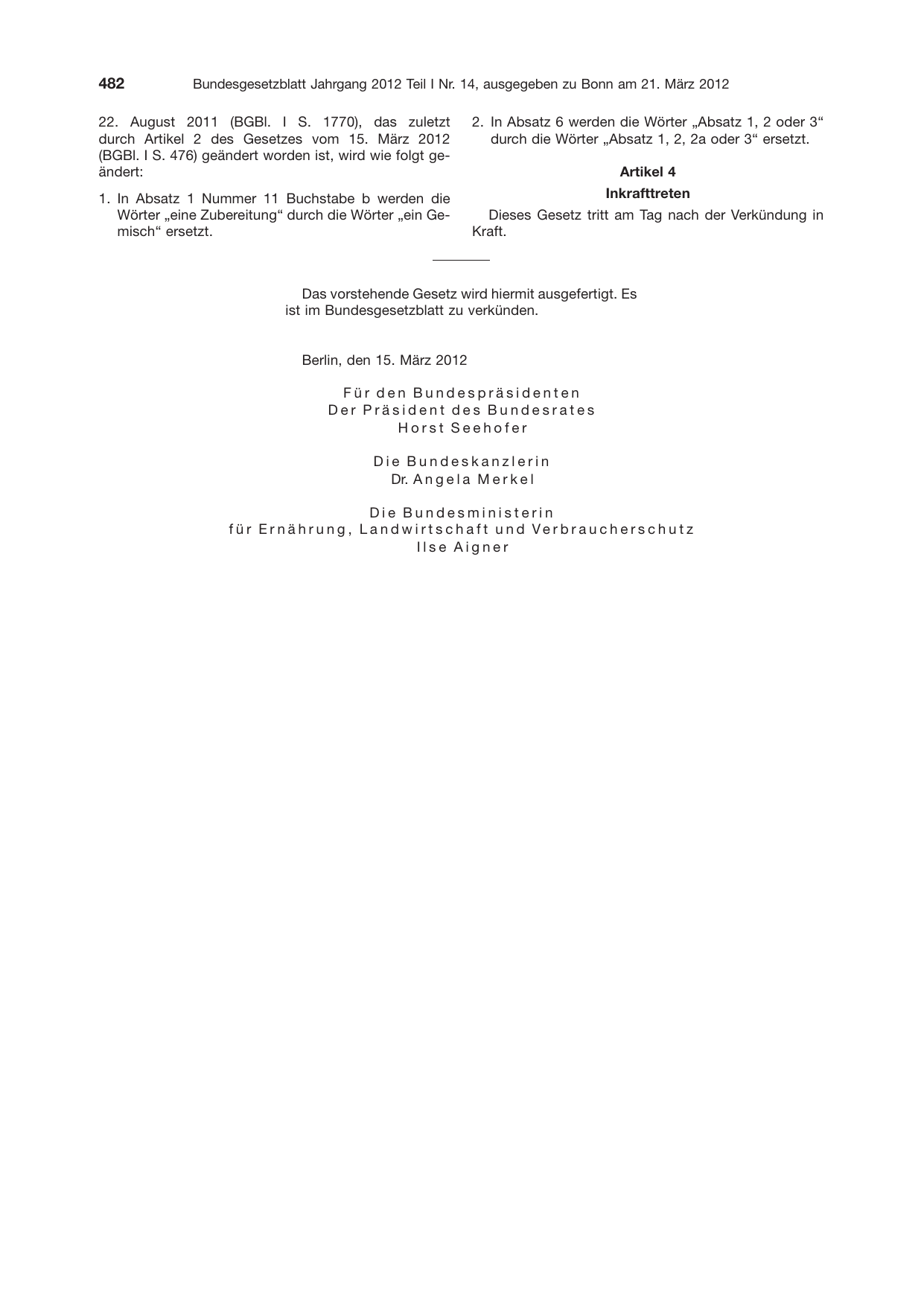 BGBl. 2012, Seite 482 — Originalseite als Abbildung
