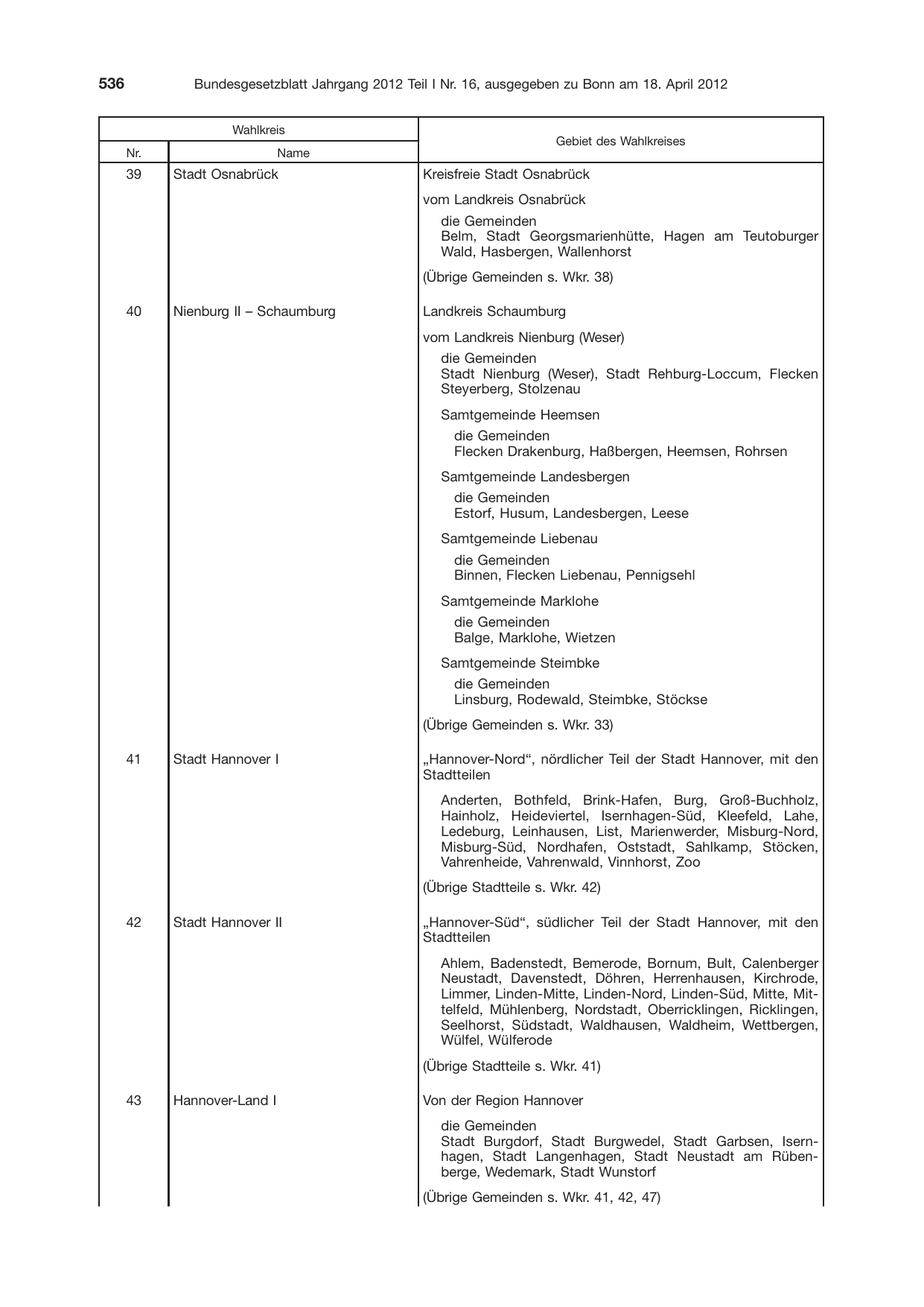 BGBl. 2012, Seite 536 — Originalseite als Abbildung