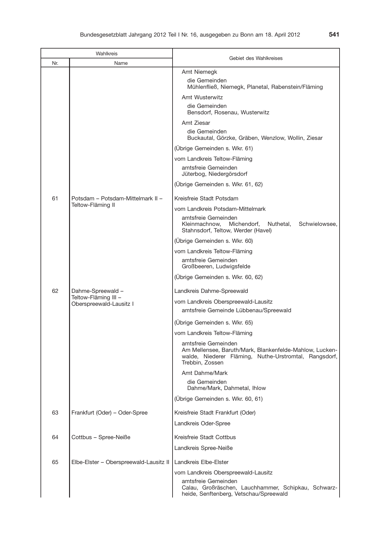BGBl. 2012, Seite 541 — Originalseite als Abbildung
