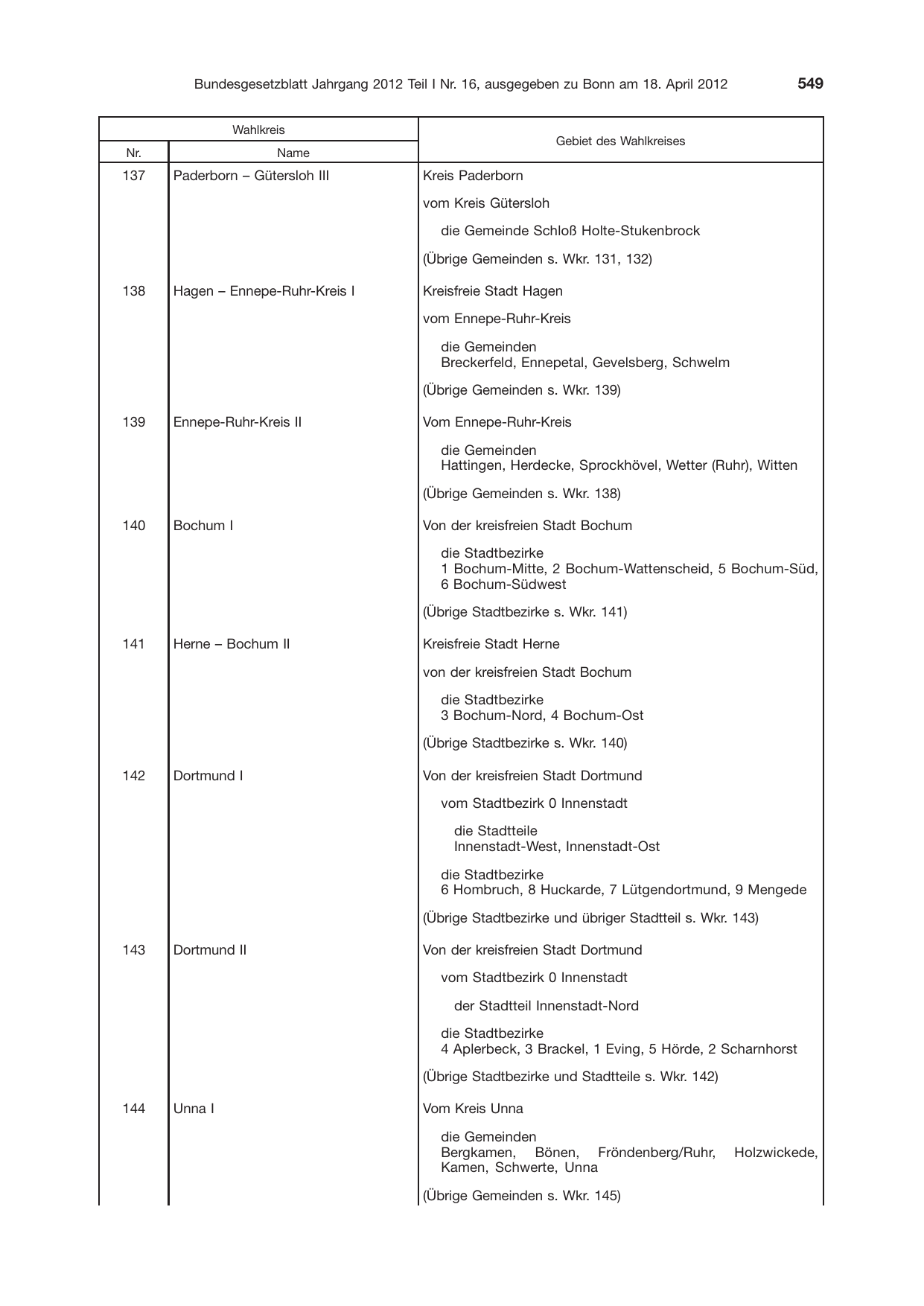 BGBl. 2012, Seite 549 — Originalseite als Abbildung