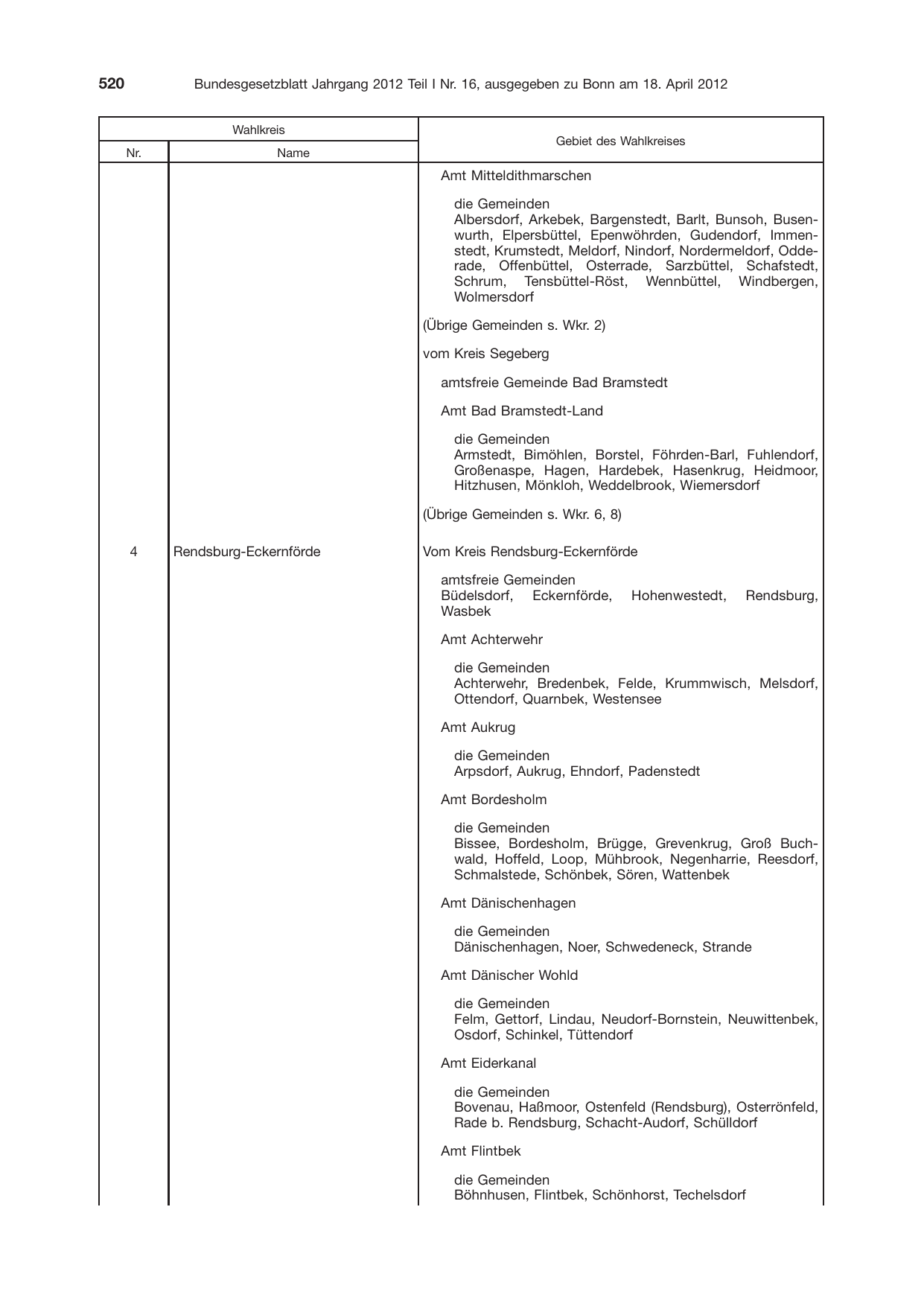 BGBl. 2012, Seite 520 — Originalseite als Abbildung