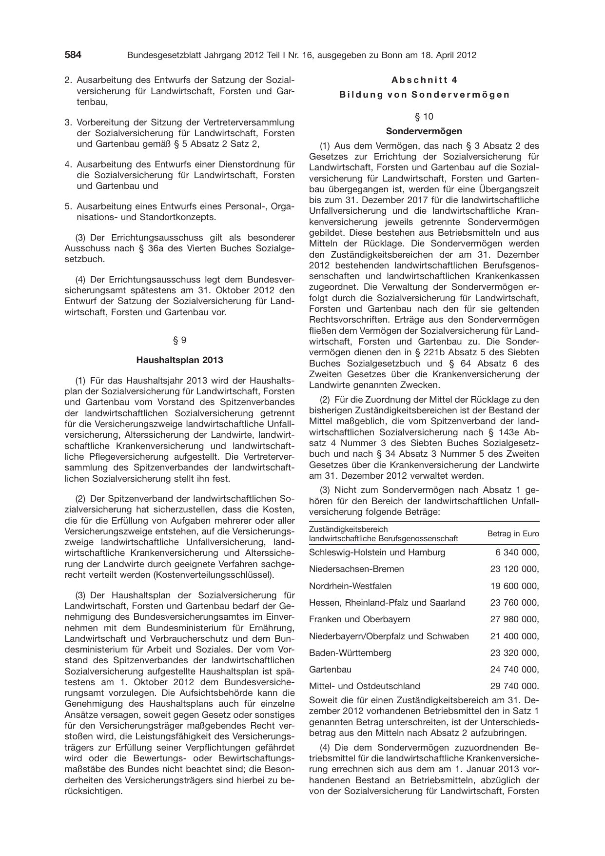 BGBl. 2012, Seite 584 — Originalseite als Abbildung