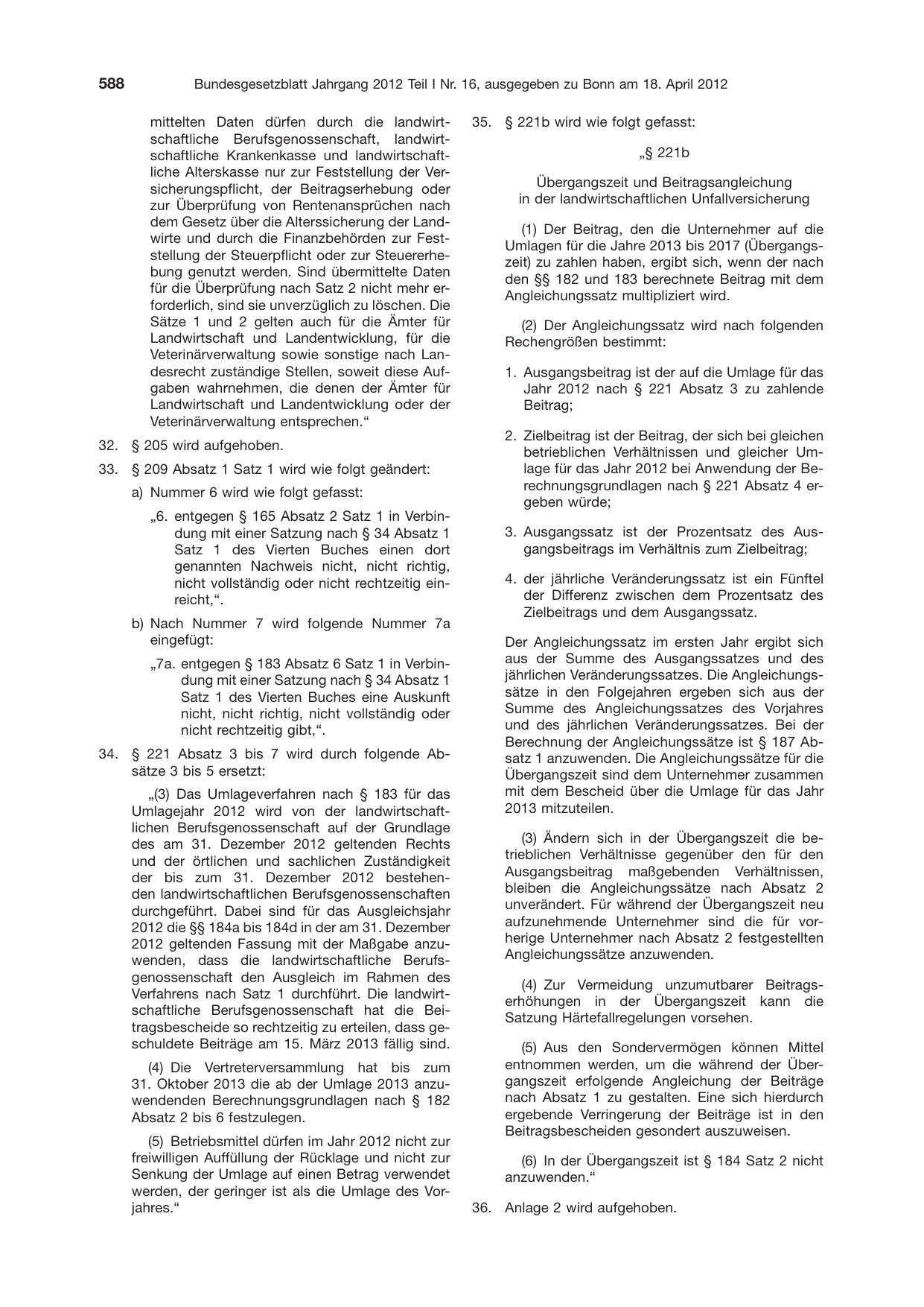 BGBl. 2012, Seite 588 — Originalseite als Abbildung