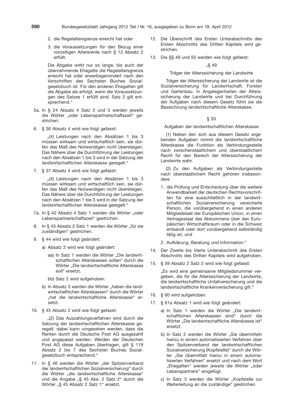 BGBl. 2012, Seite 590 — Originalseite als Abbildung