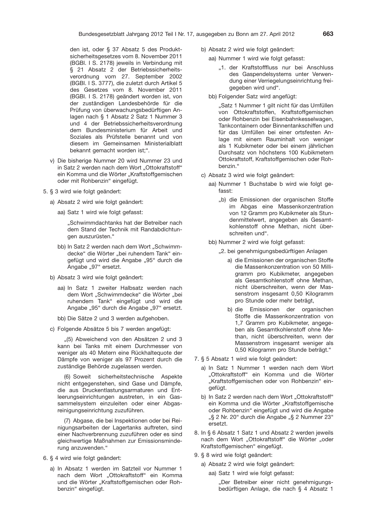 BGBl. 2012, Seite 663 — Originalseite als Abbildung
