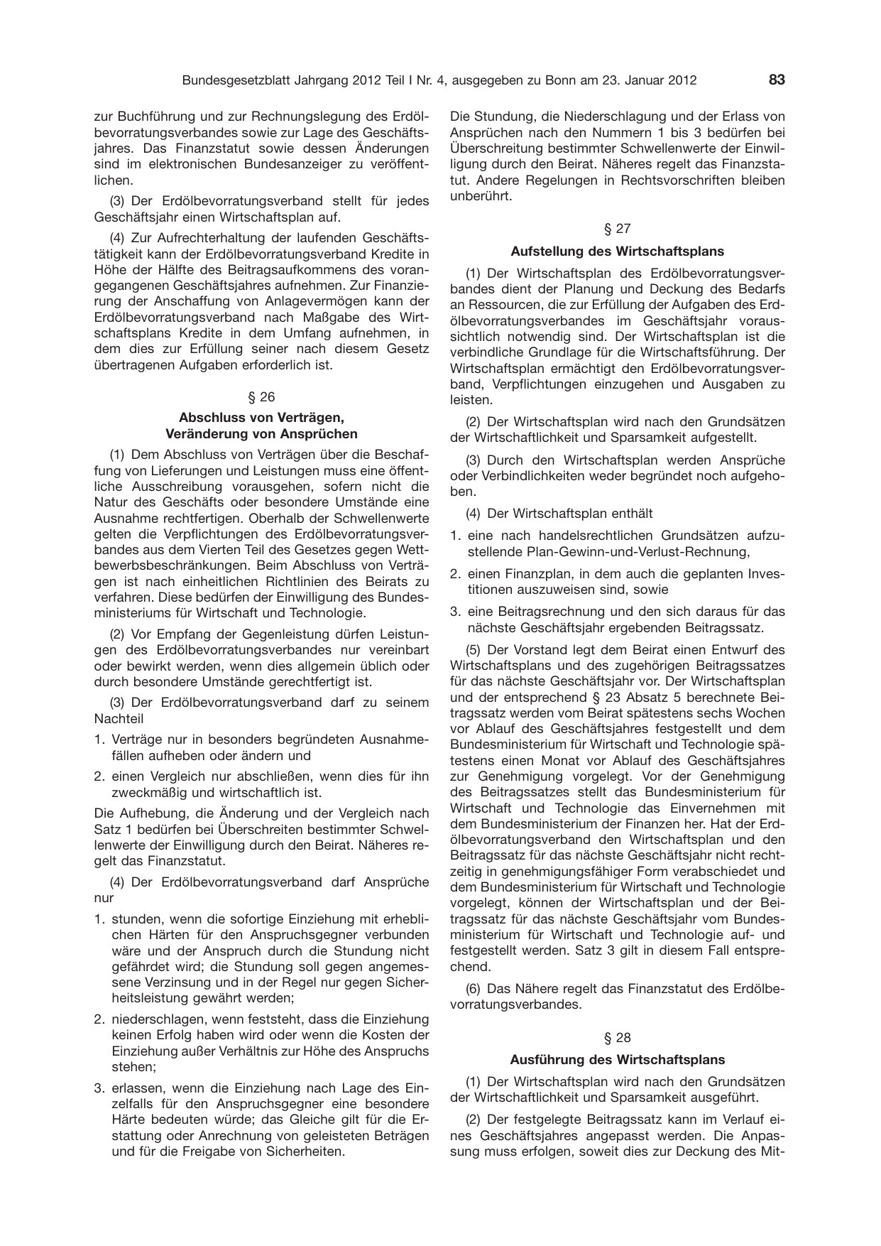 BGBl. 2012, Seite 83 — Originalseite als Abbildung