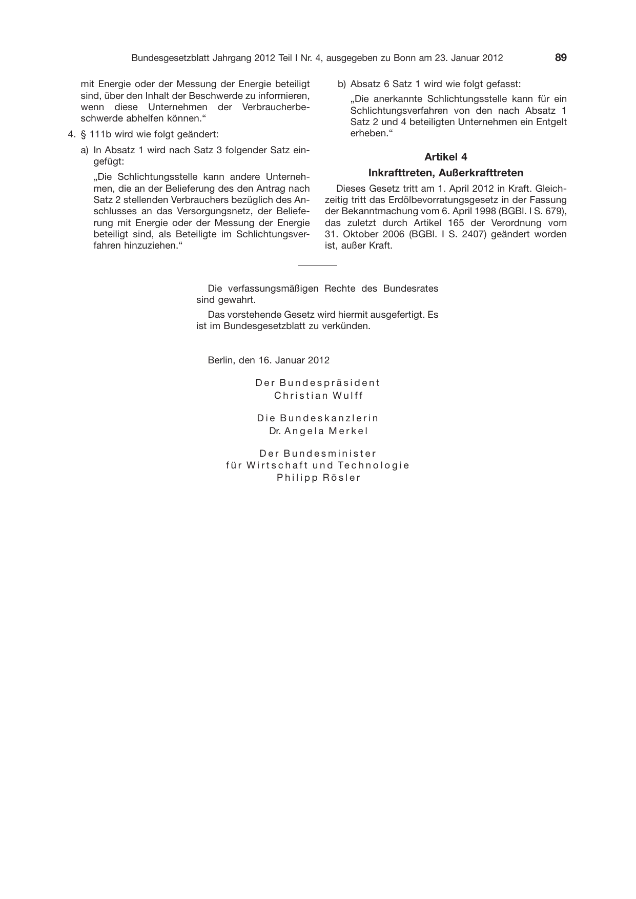 BGBl. 2012, Seite 89 — Originalseite als Abbildung
