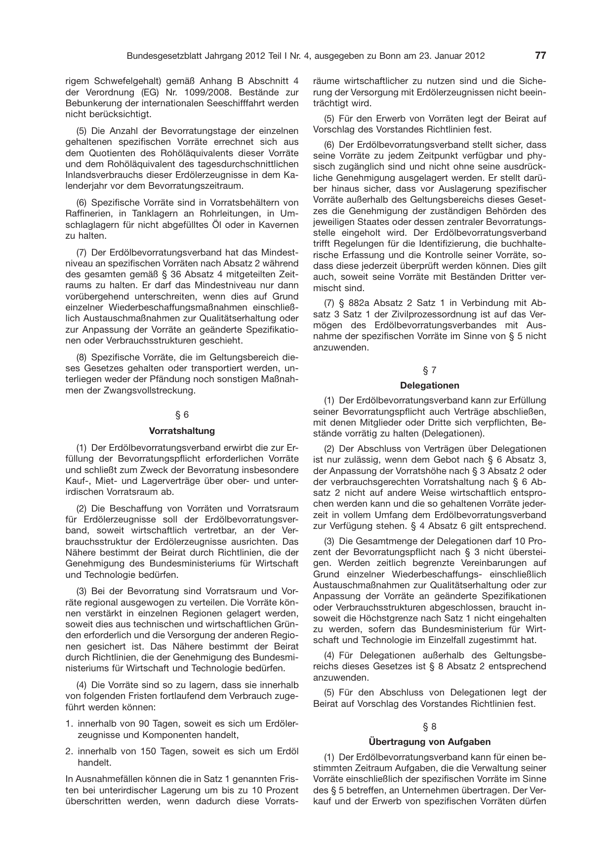 BGBl. 2012, Seite 77 — Originalseite als Abbildung