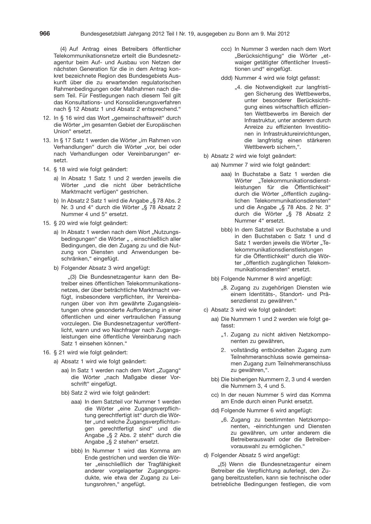 BGBl. 2012, Seite 966 — Originalseite als Abbildung