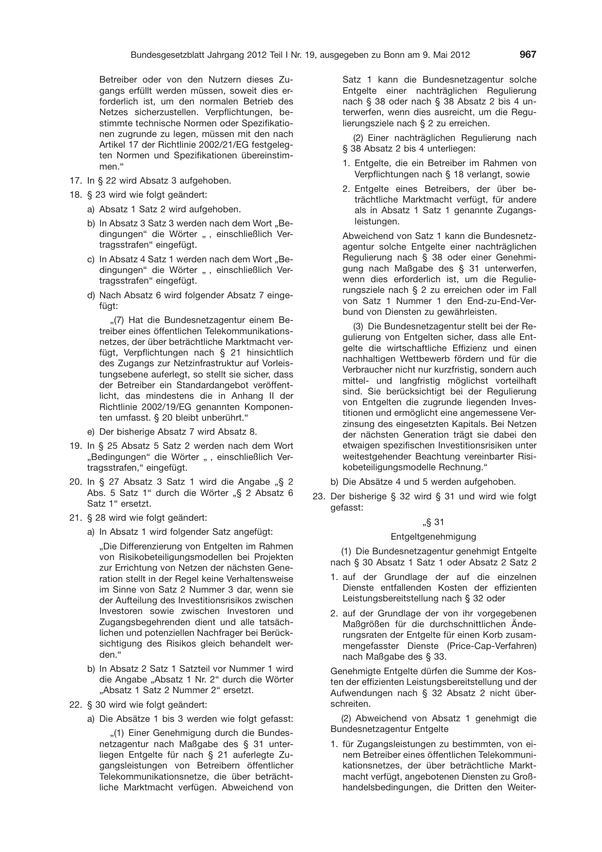BGBl. 2012, Seite 967 — Originalseite als Abbildung
