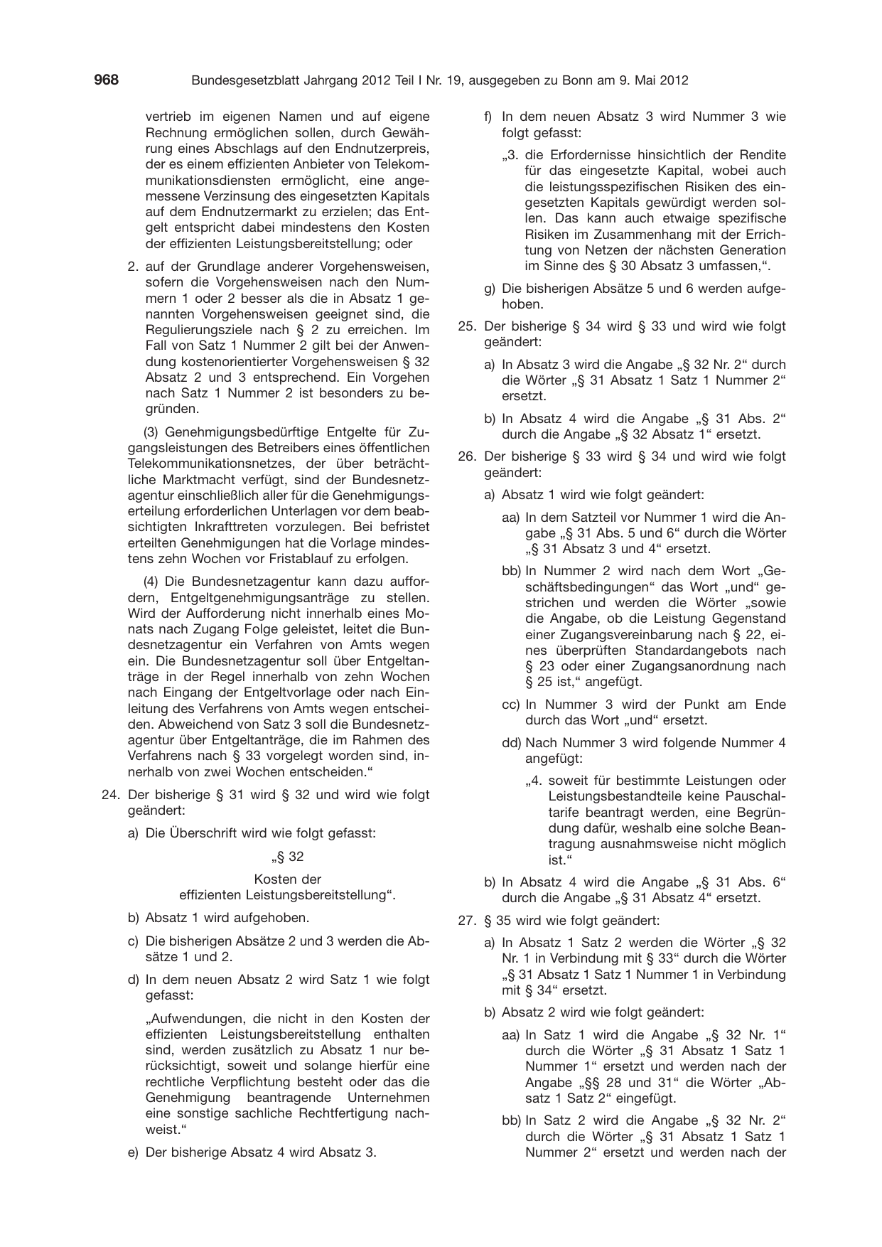 BGBl. 2012, Seite 968 — Originalseite als Abbildung