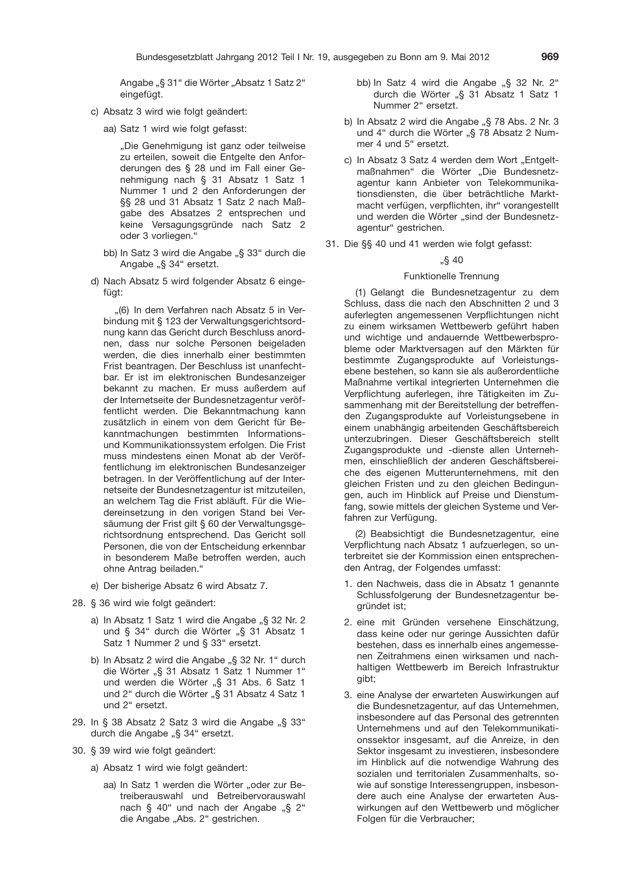 BGBl. 2012, Seite 969 — Originalseite als Abbildung