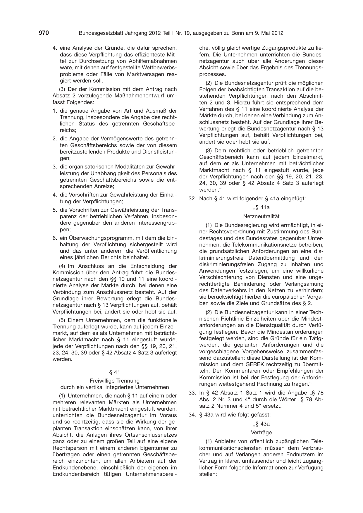 BGBl. 2012, Seite 970 — Originalseite als Abbildung