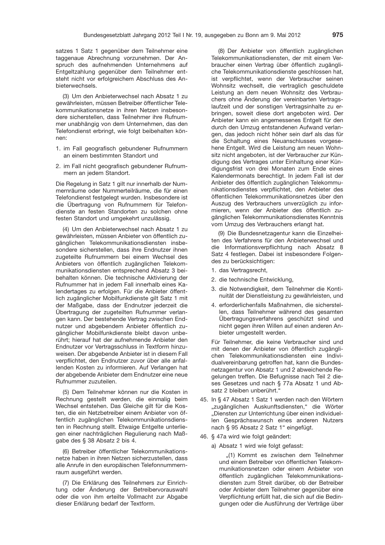 BGBl. 2012, Seite 975 — Originalseite als Abbildung