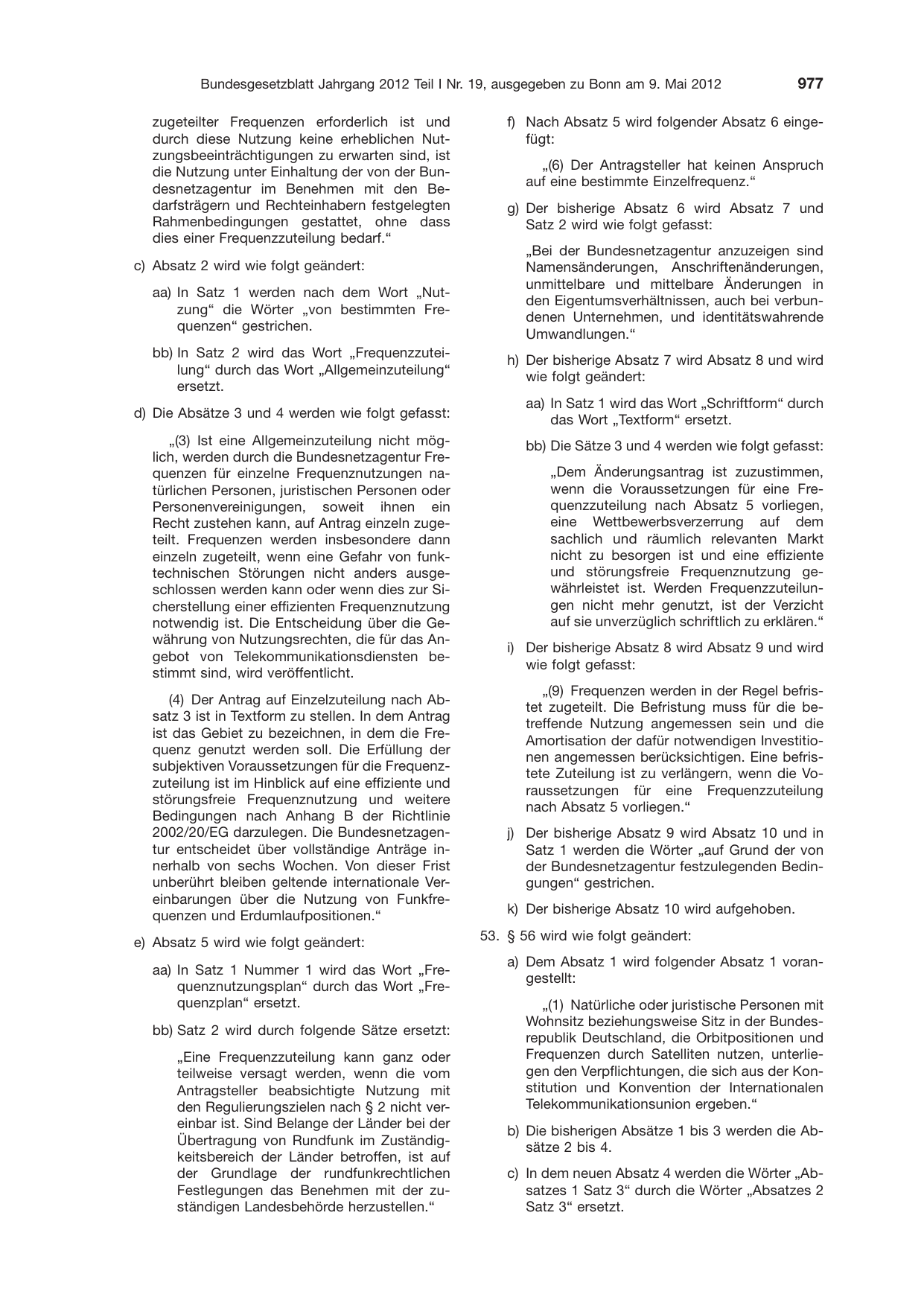 BGBl. 2012, Seite 977 — Originalseite als Abbildung