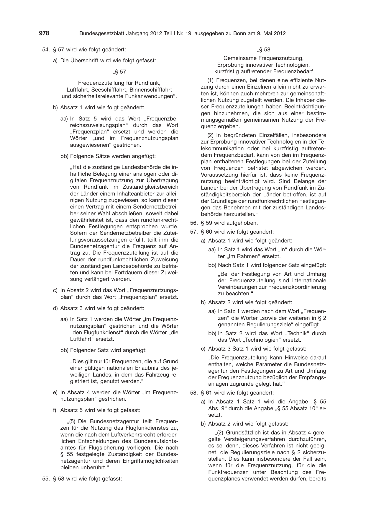 BGBl. 2012, Seite 978 — Originalseite als Abbildung