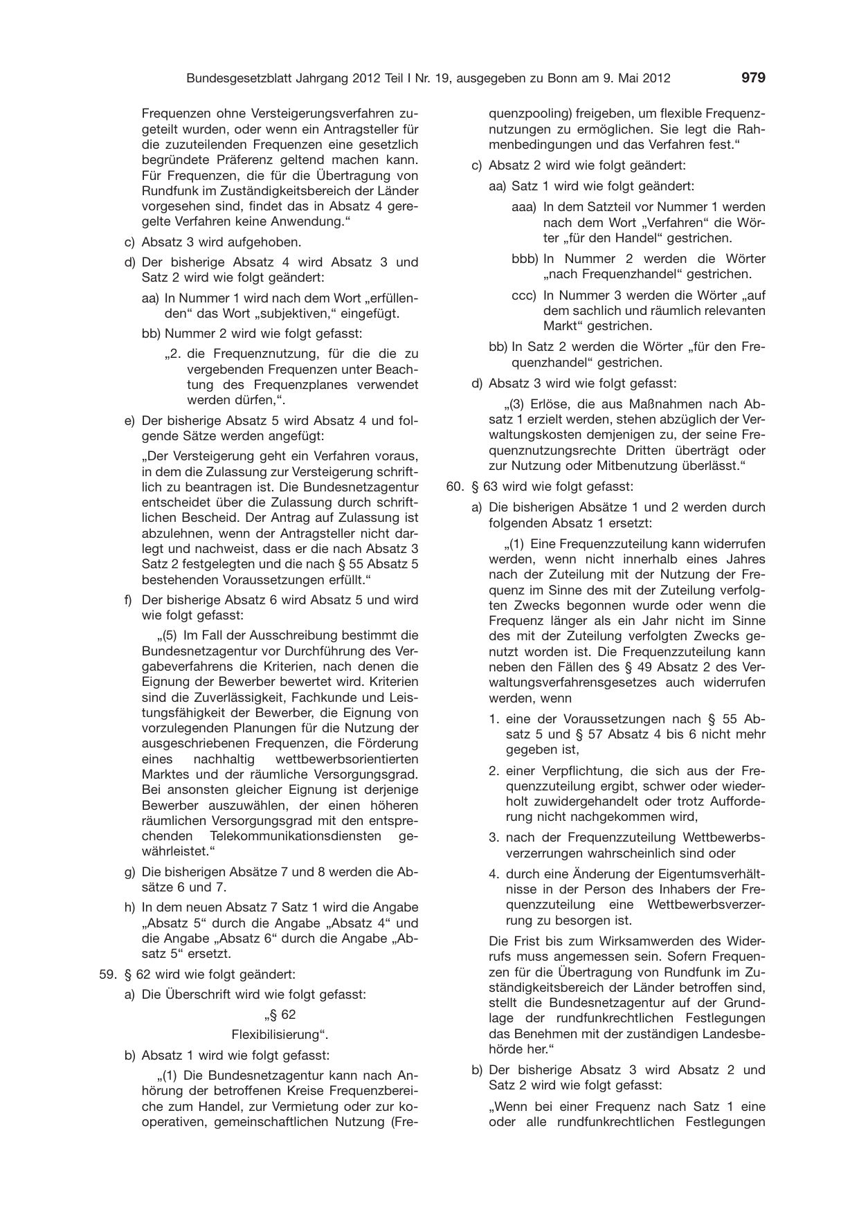BGBl. 2012, Seite 979 — Originalseite als Abbildung