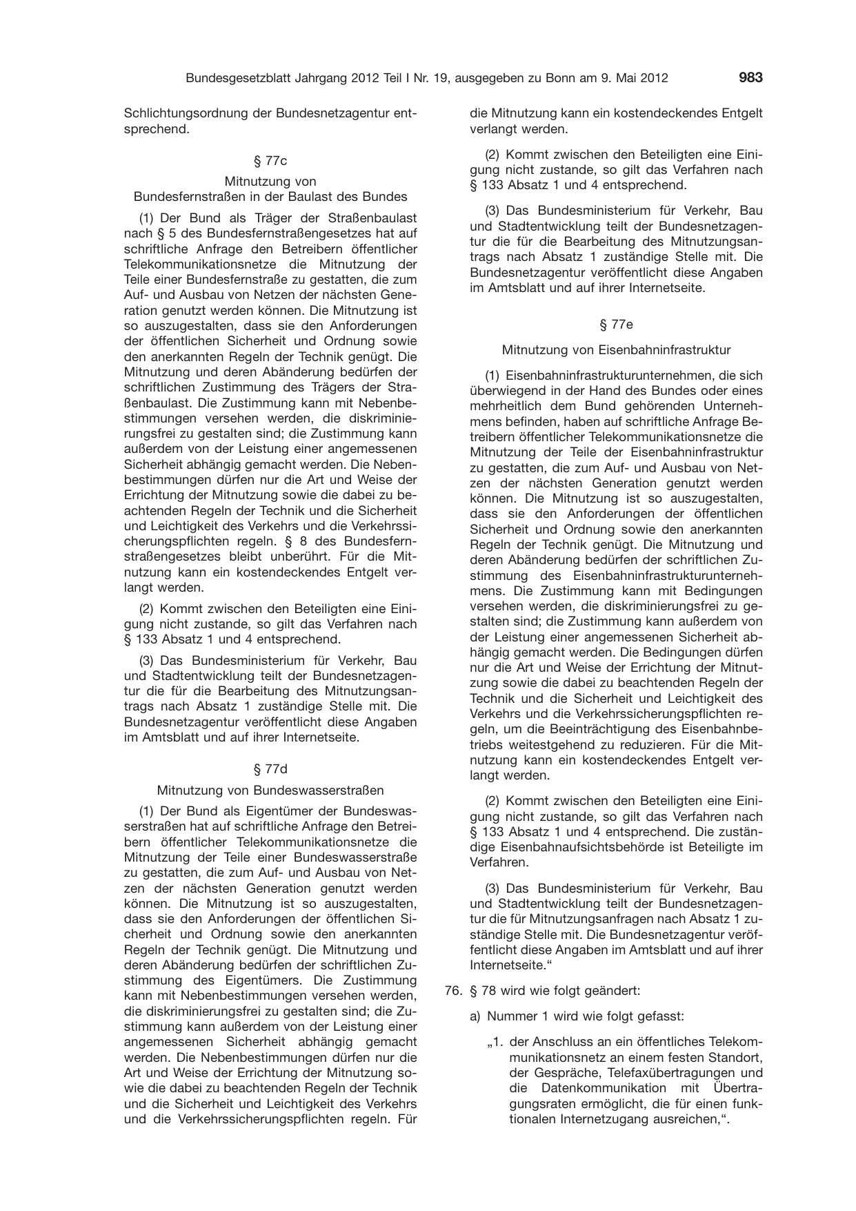 BGBl. 2012, Seite 983 — Originalseite als Abbildung