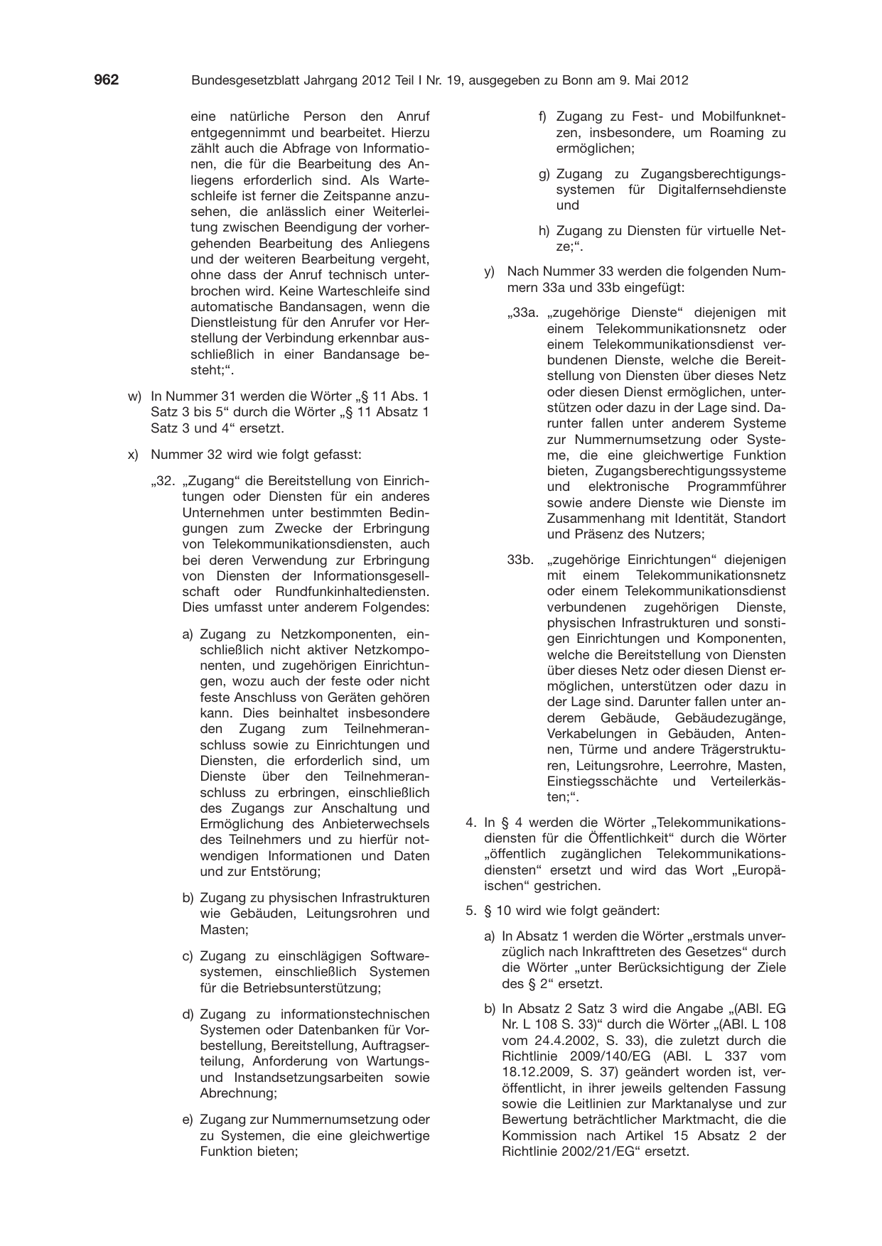 BGBl. 2012, Seite 962 — Originalseite als Abbildung