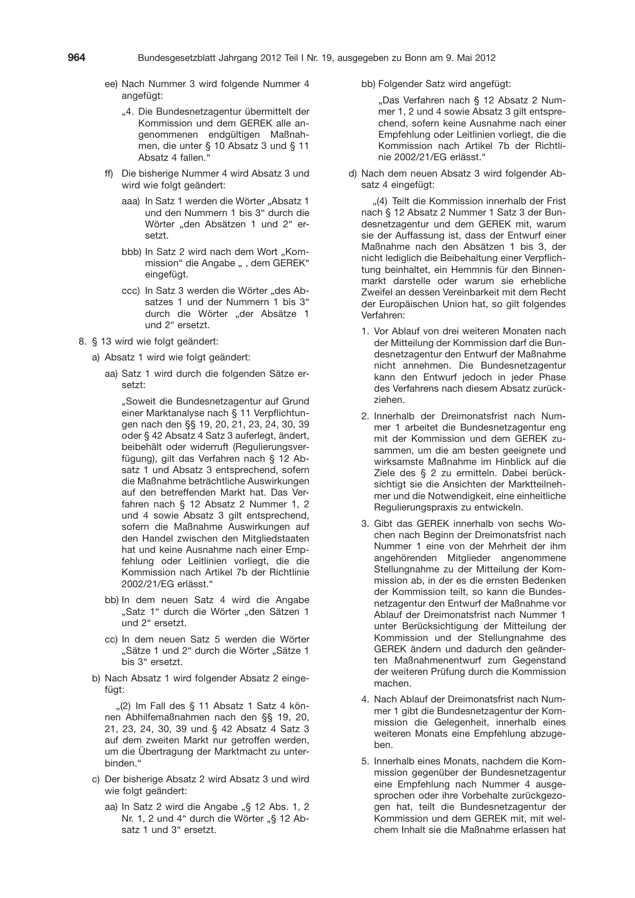 BGBl. 2012, Seite 964 — Originalseite als Abbildung