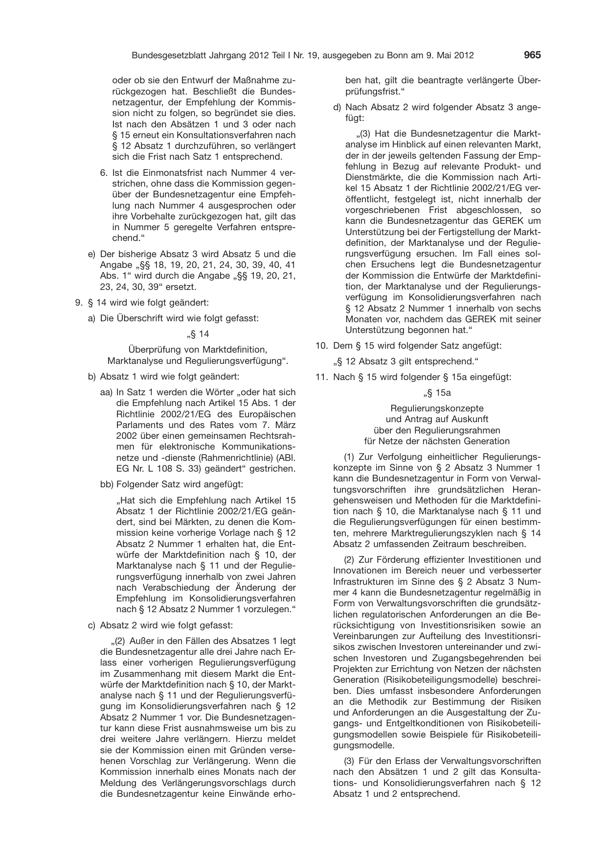 BGBl. 2012, Seite 965 — Originalseite als Abbildung