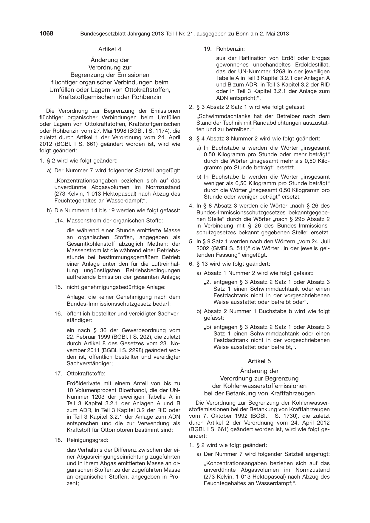 BGBl. 2013, Seite 1068 — Originalseite als Abbildung
