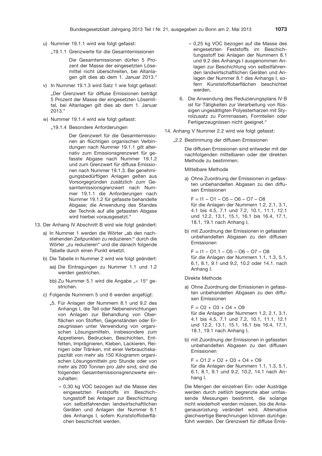 BGBl. 2013, Seite 1073 — Originalseite als Abbildung