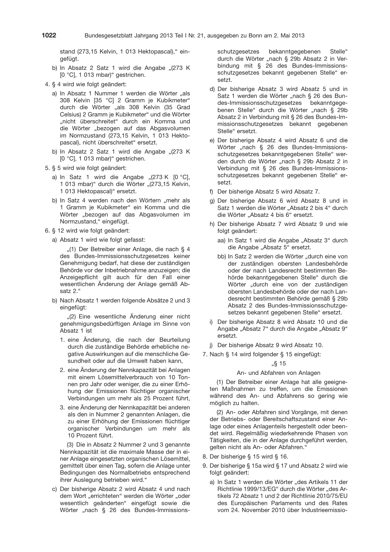 BGBl. 2013, Seite 1022 — Originalseite als Abbildung