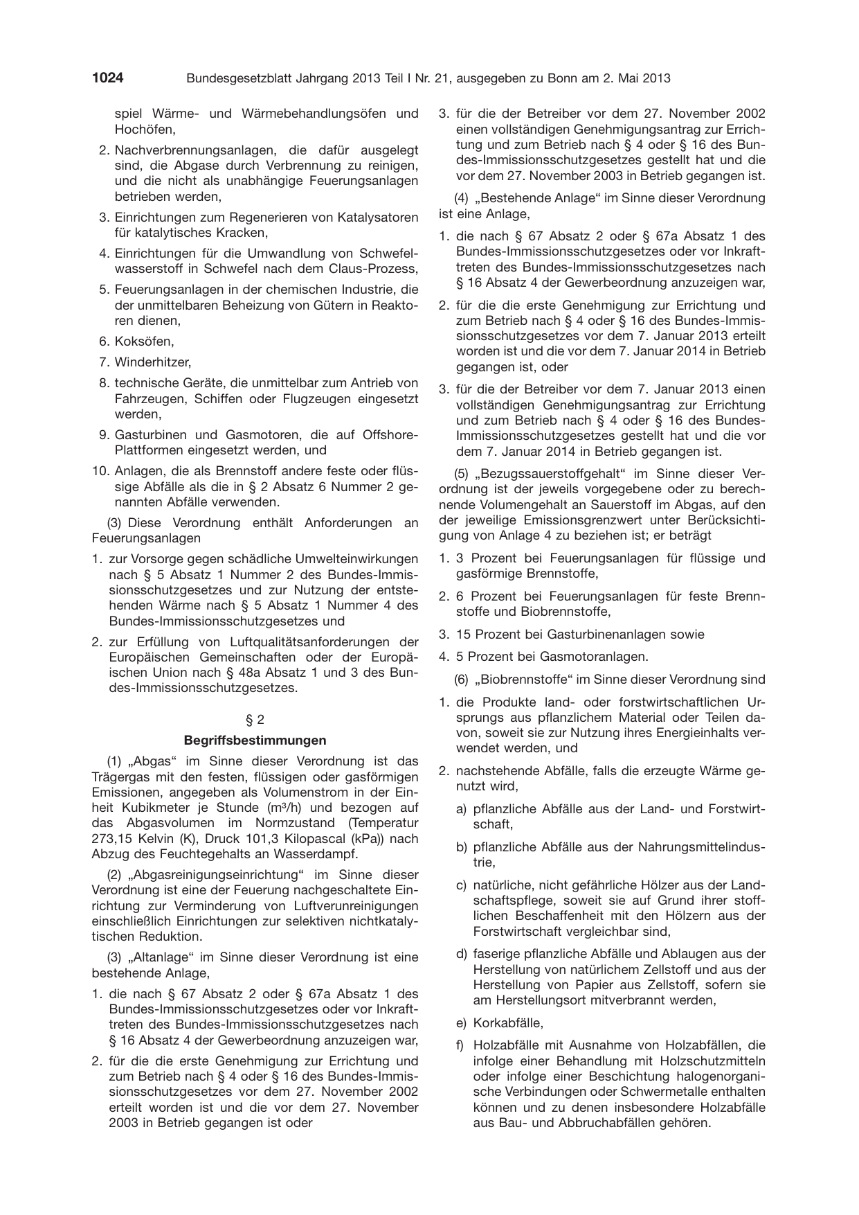BGBl. 2013, Seite 1024 — Originalseite als Abbildung