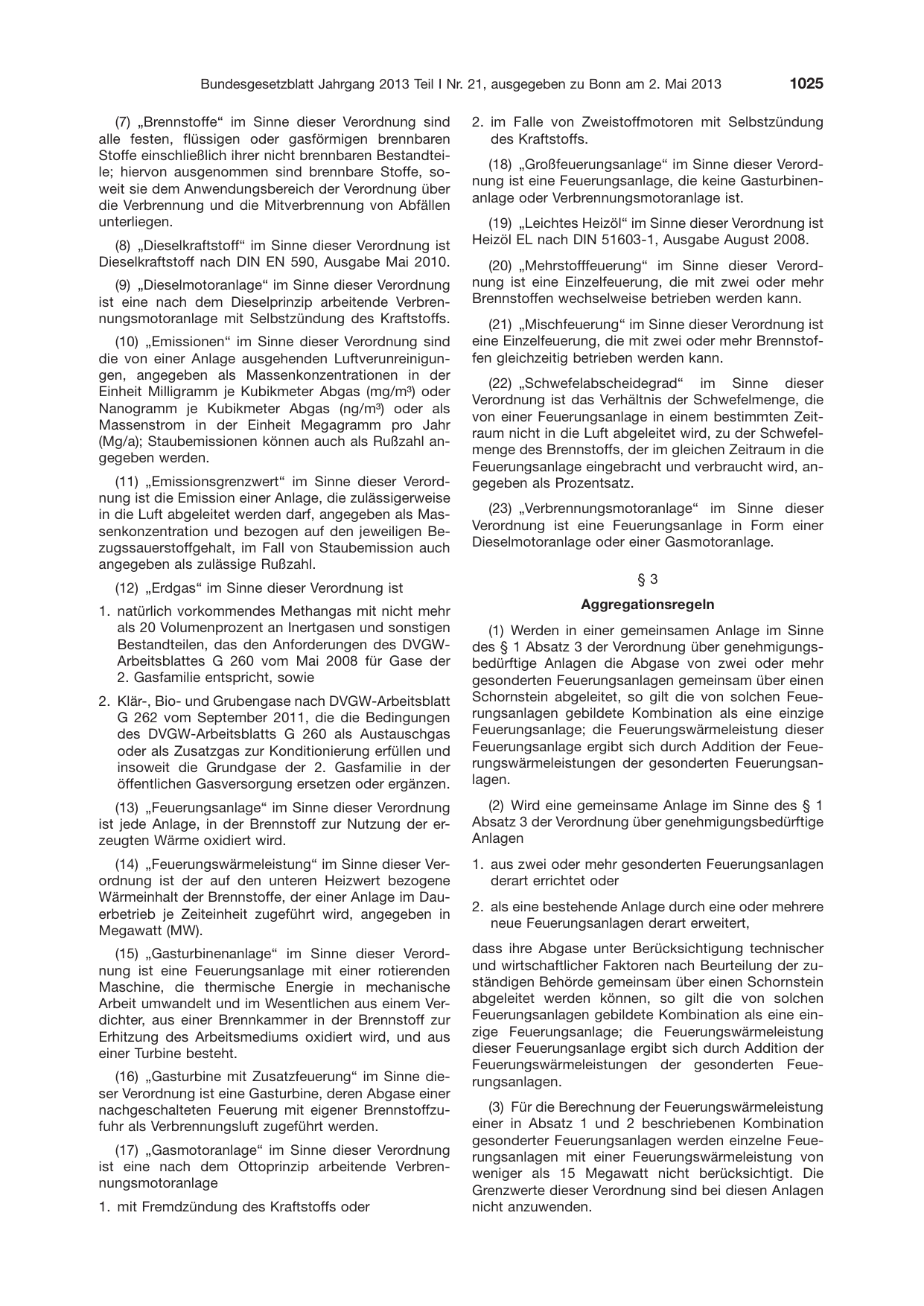BGBl. 2013, Seite 1025 — Originalseite als Abbildung