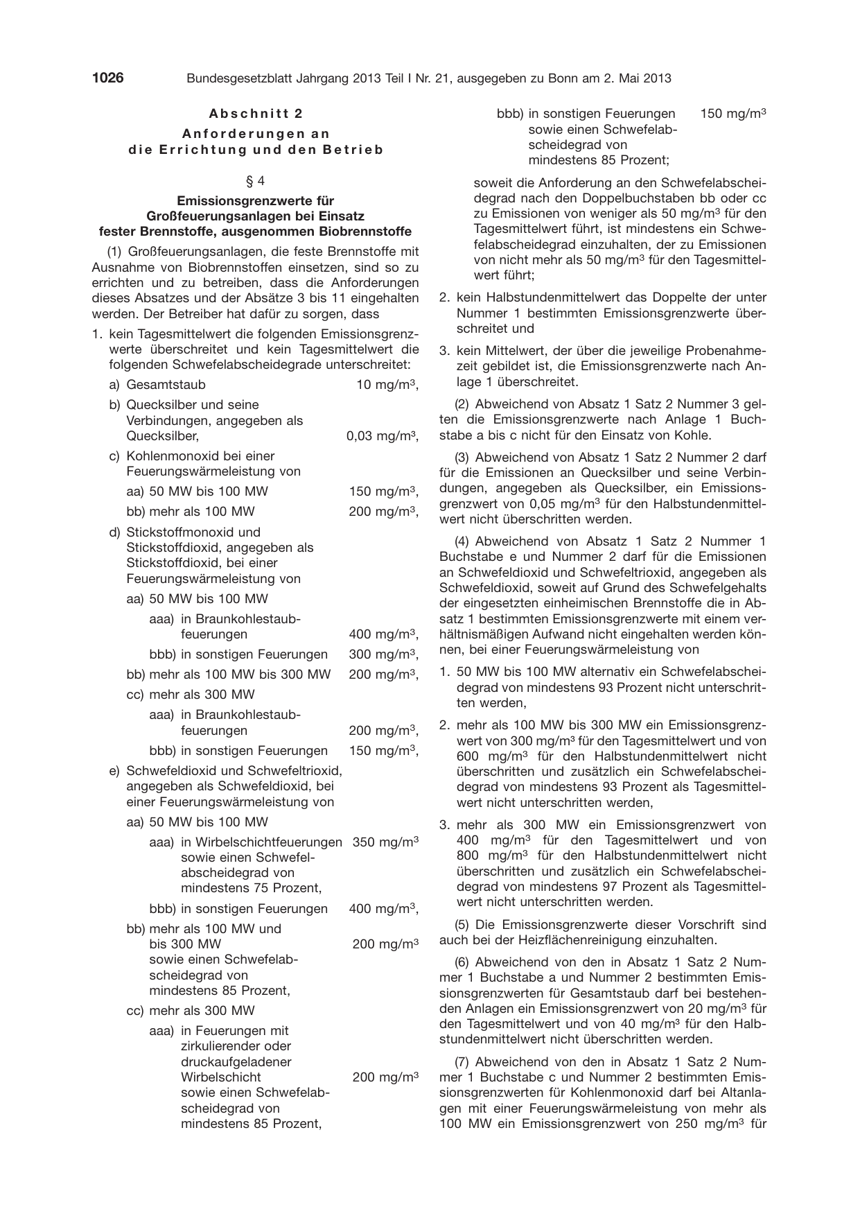BGBl. 2013, Seite 1026 — Originalseite als Abbildung