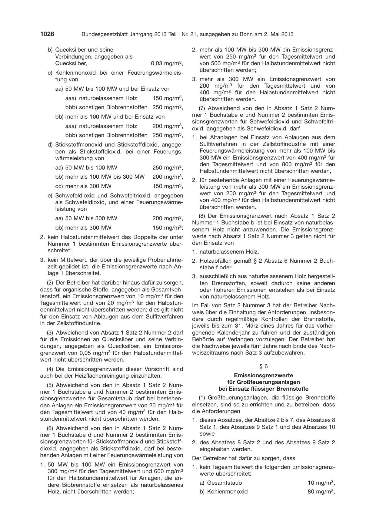 BGBl. 2013, Seite 1028 — Originalseite als Abbildung