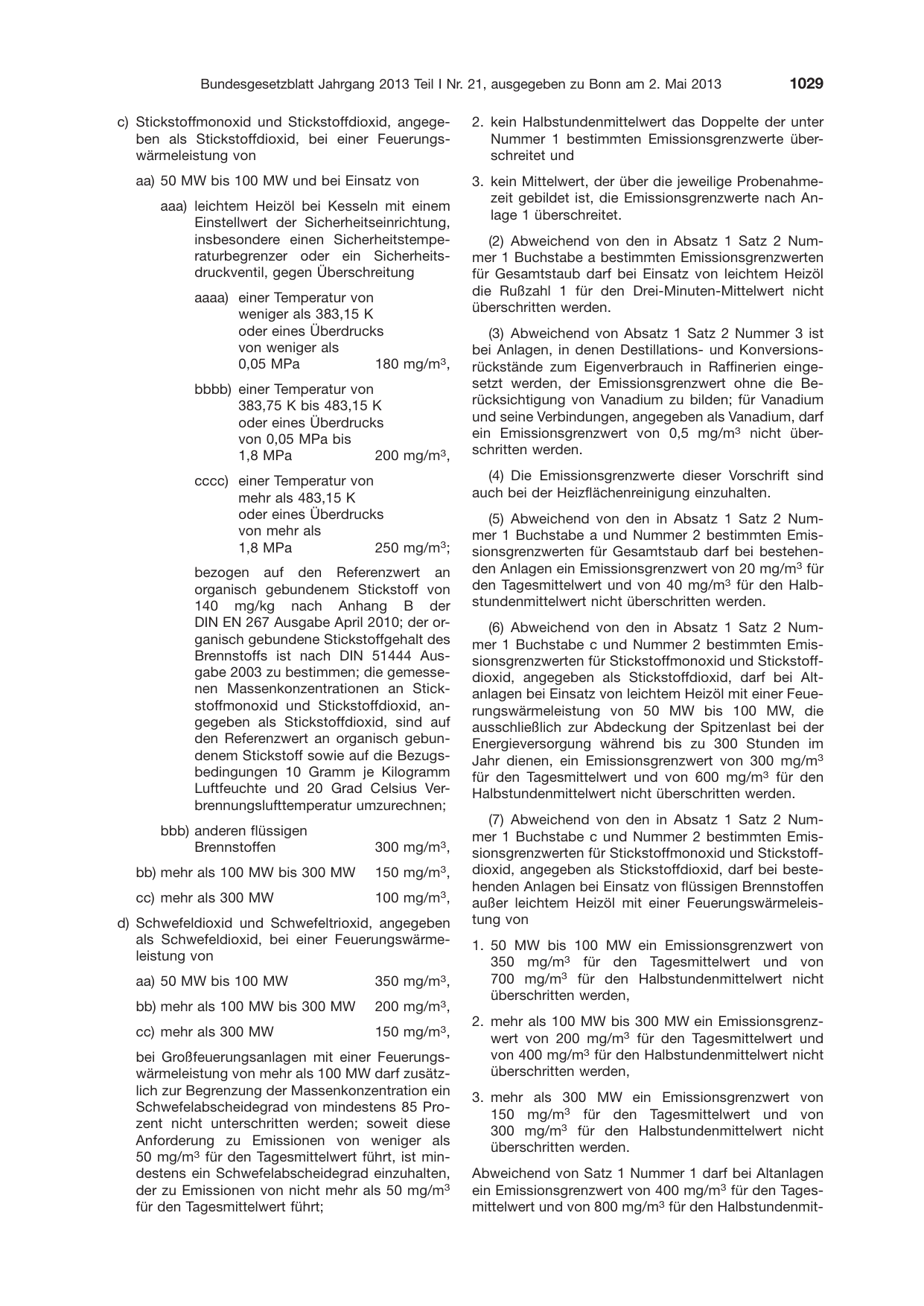 BGBl. 2013, Seite 1029 — Originalseite als Abbildung