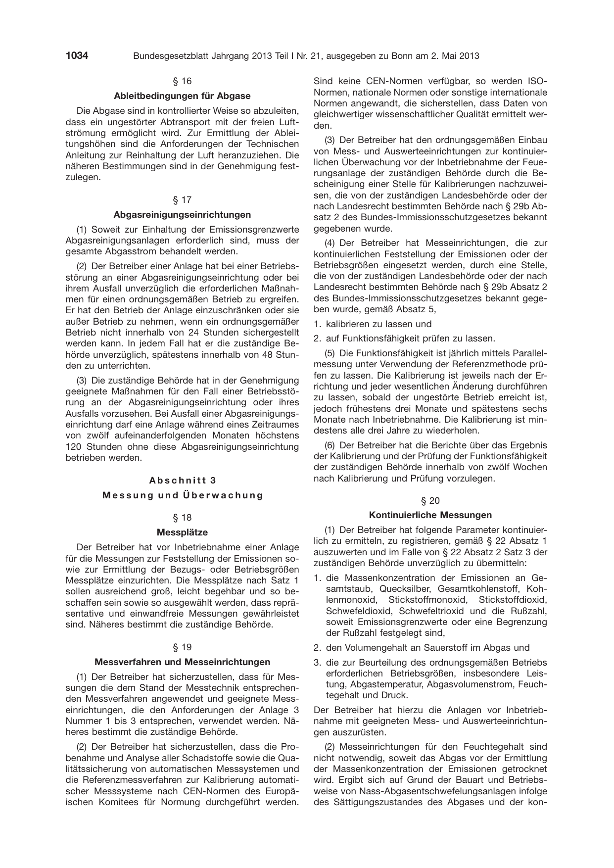 BGBl. 2013, Seite 1034 — Originalseite als Abbildung
