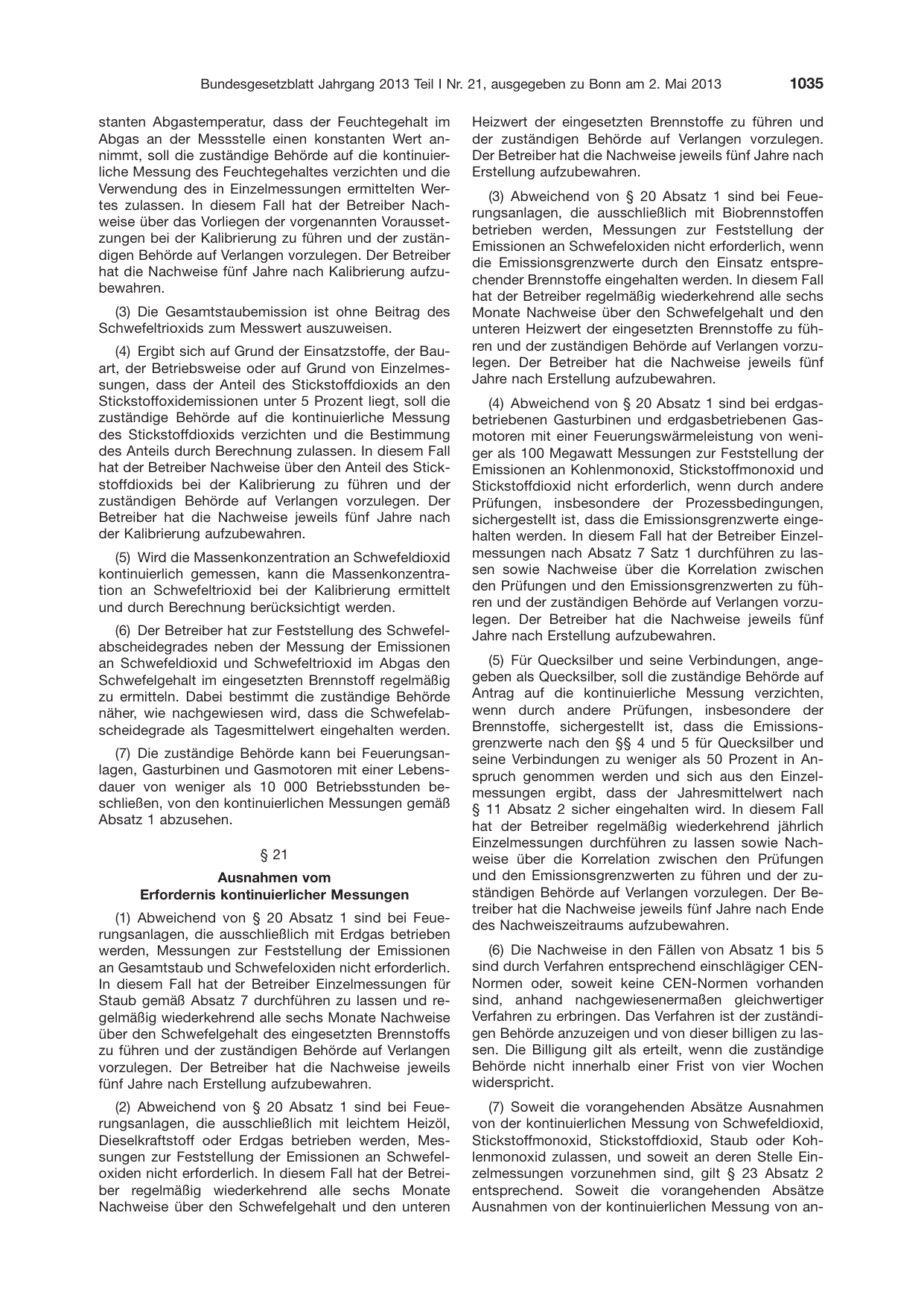 BGBl. 2013, Seite 1035 — Originalseite als Abbildung