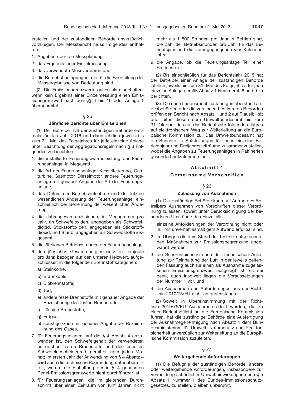 BGBl. 2013, Seite 1037 — Originalseite als Abbildung