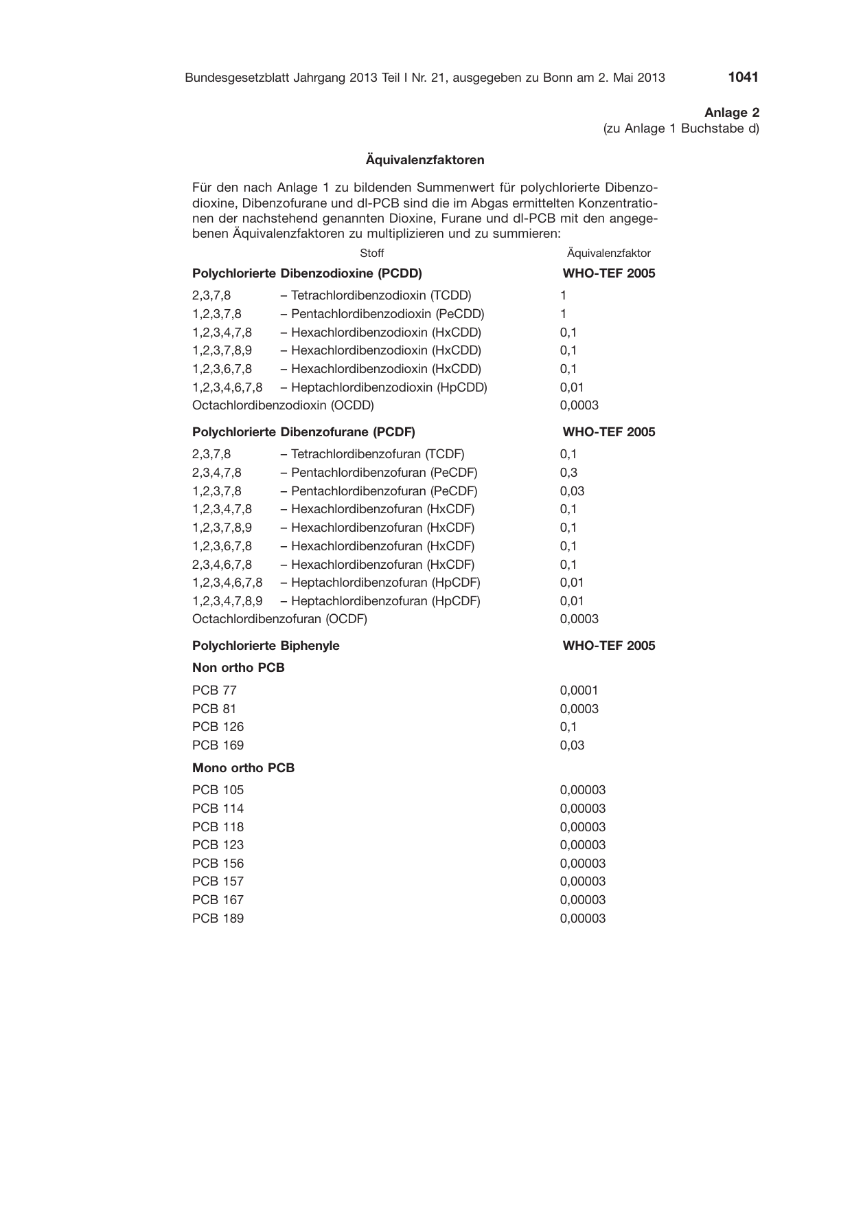 BGBl. 2013, Seite 1041 — Originalseite als Abbildung