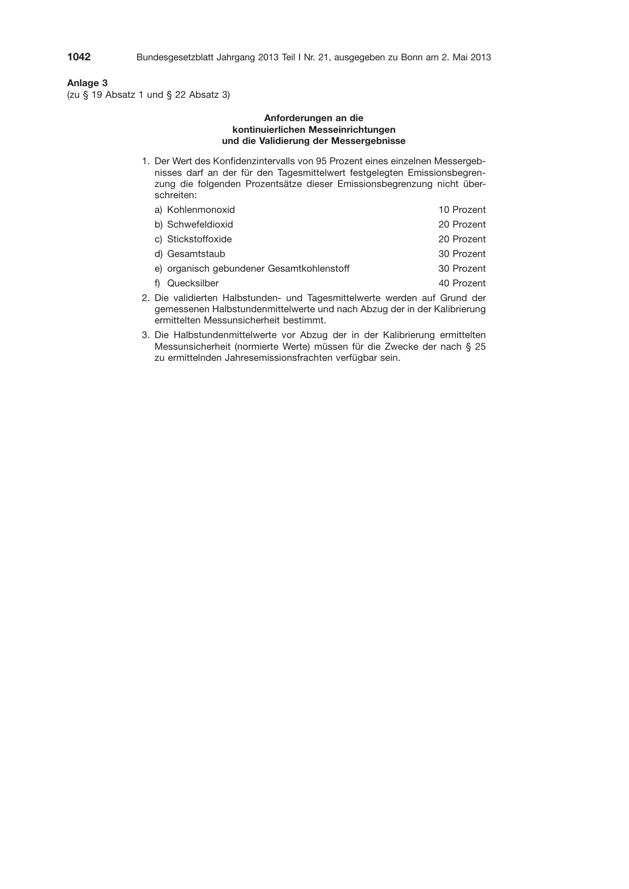 BGBl. 2013, Seite 1042 — Originalseite als Abbildung