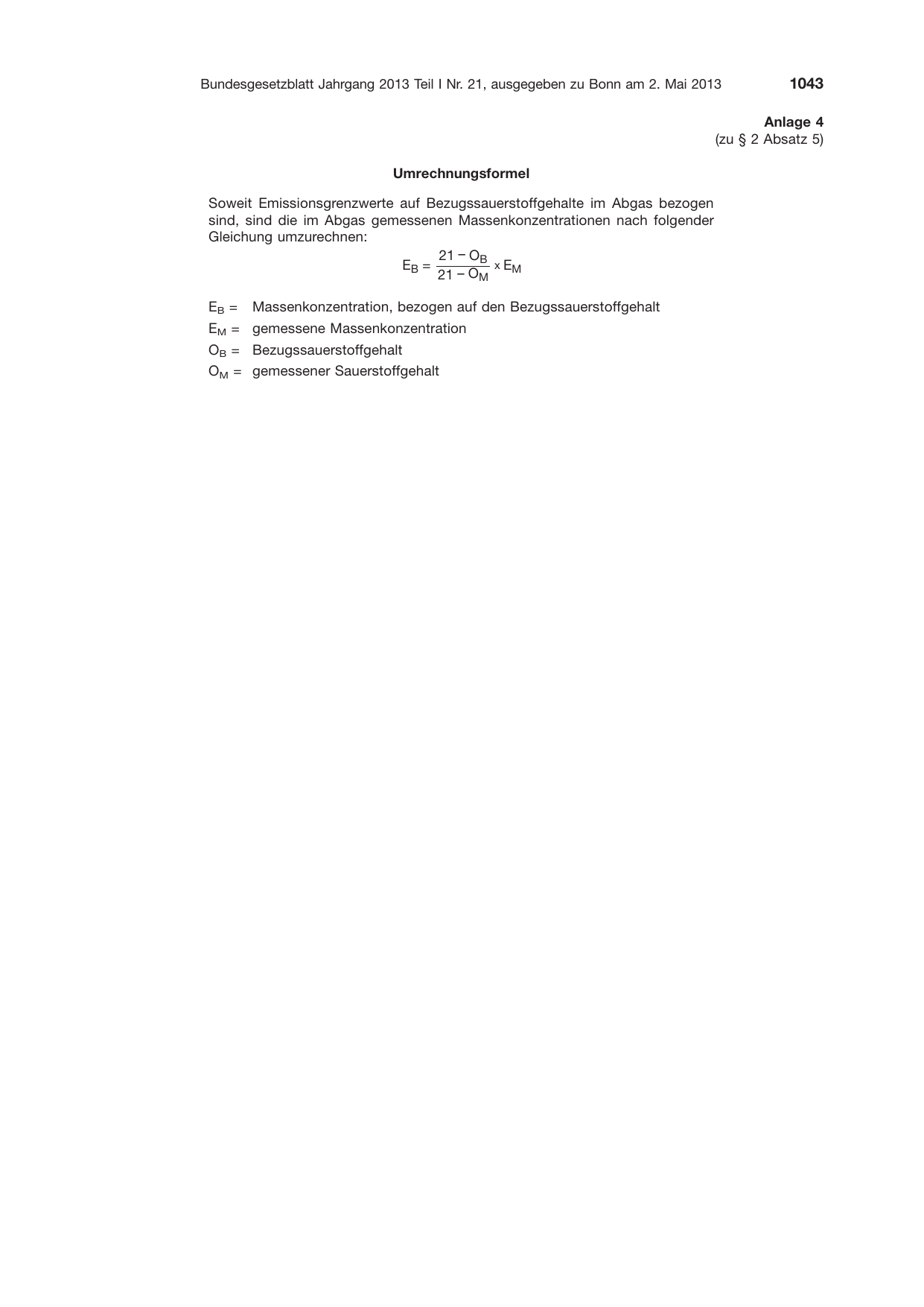 BGBl. 2013, Seite 1043 — Originalseite als Abbildung